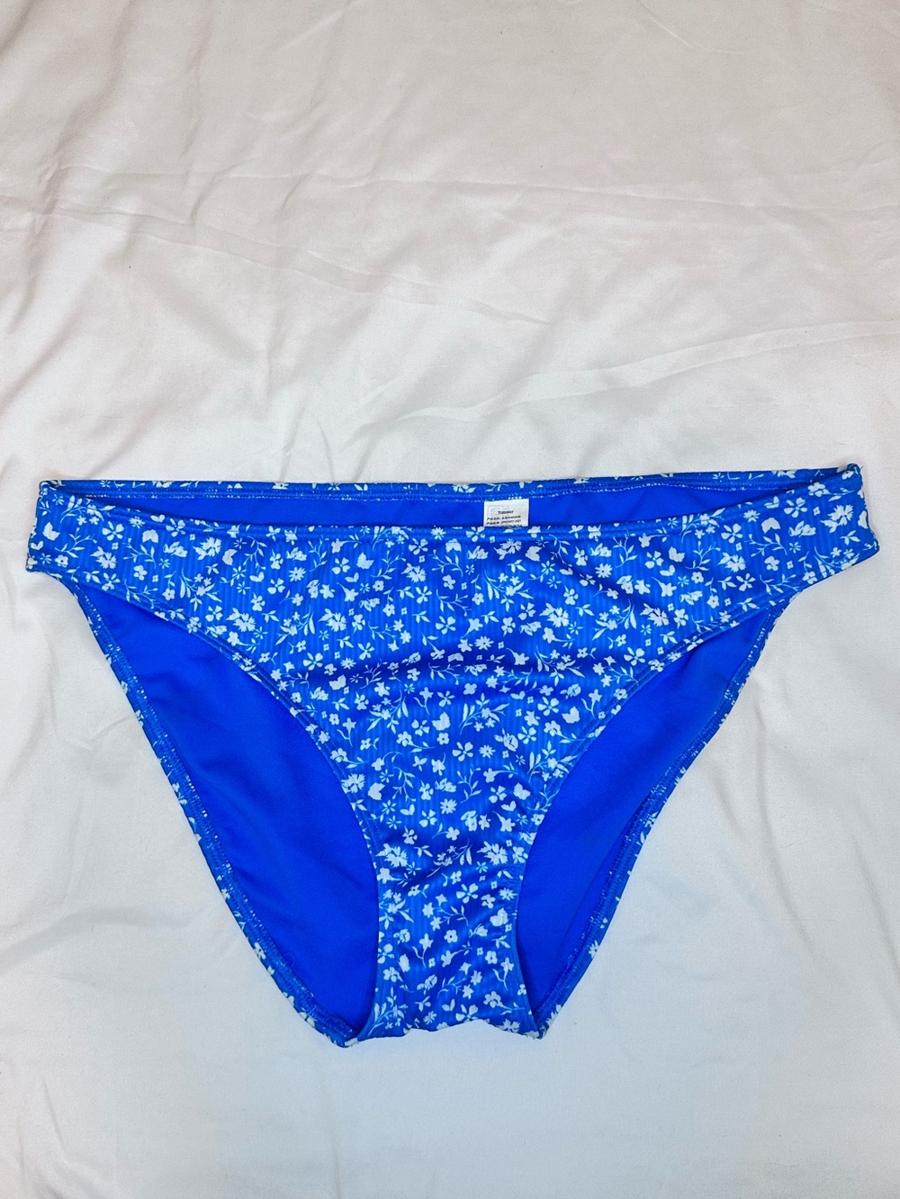Hollister Swim Blue Floral Bikini Bottoms Size L High Leg Moderate Coverage
